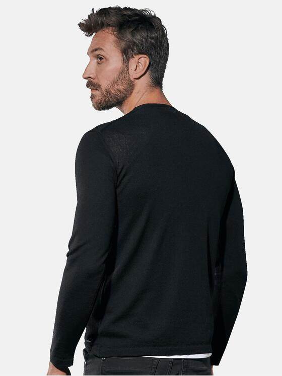 emilio adani Herren Pullover aus reiner Merino Wolle Schwarz 30804