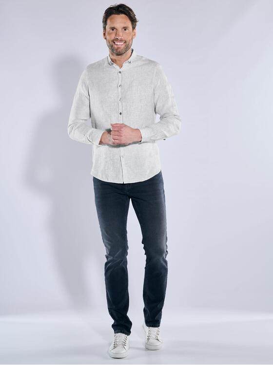 ENGBERS GERMANY Herren Langarm-Hemd aus Leinen Khaki 38541