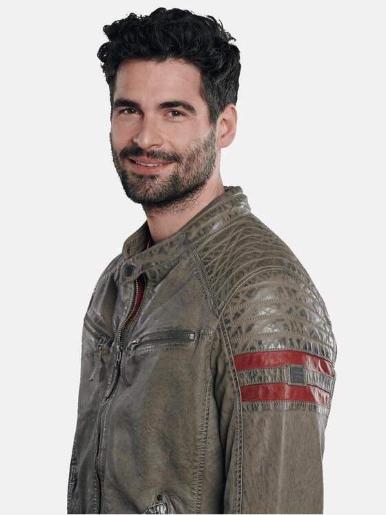 engbers Herren Lederjacke im Bikerstyle Grün 31033