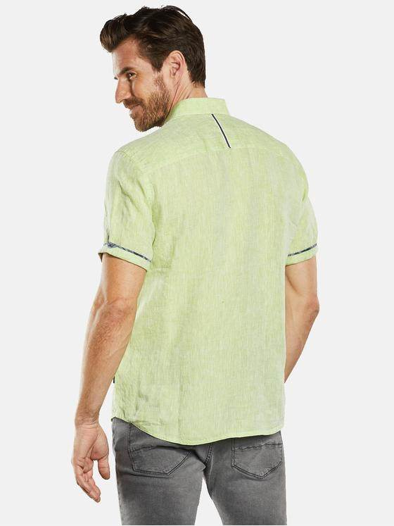 engbers Herren Kurzarm-Hemd aus Leinen Limonengelb 34667