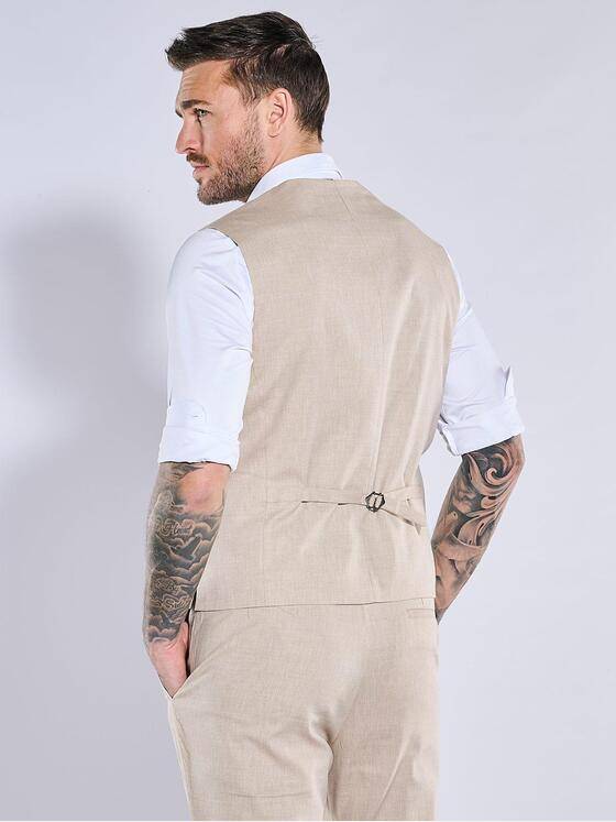 emilio adani Herren Sakko-Weste slim fit Beige 38464