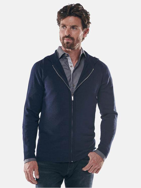 ENGBERS GERMANY Herren Cardigan mit Seidenanteil Saphirblau 30524