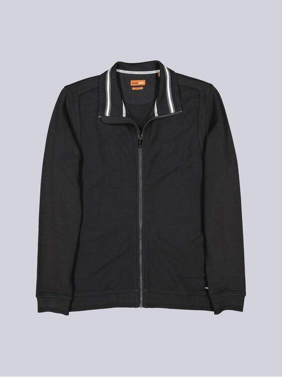 emilio adani Herren Sweatjacke mit Stehkragen Schwarz 39908