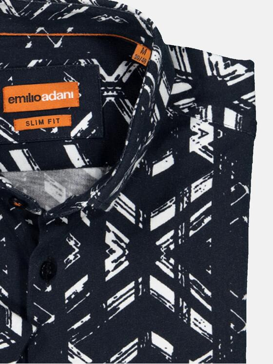 emilio adani Herren Kurzarm-Hemd slim fit Schwarz 36540