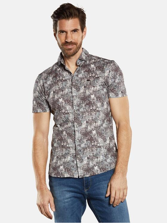 engbers Herren Kurzarm-Hemd gemustert Beige 34270