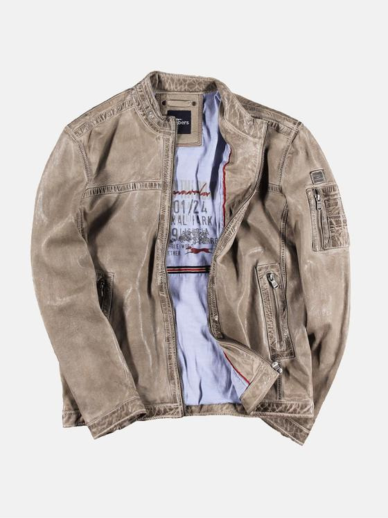 engbers Herren Lederjacke Bikerstyle Sand 32183