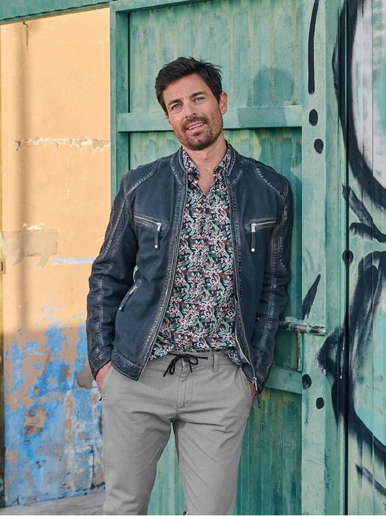 engbers Herren Lederjacke Marineblau 32969