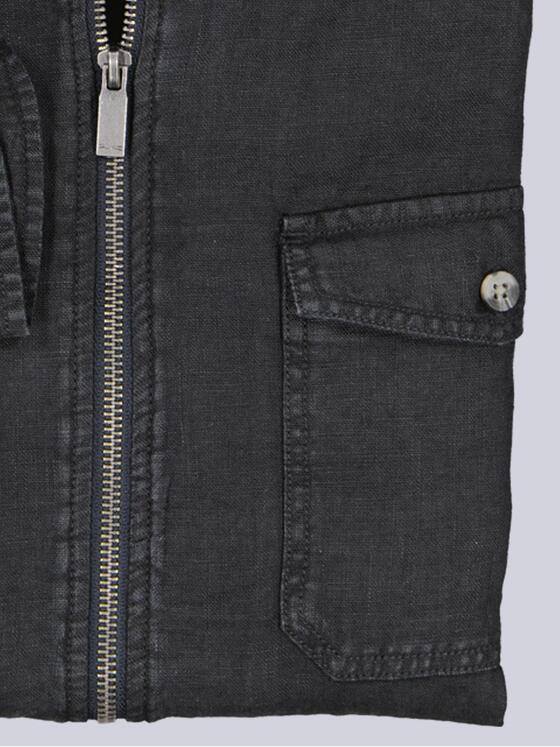 engbers Herren Leinen Overshirt mit Zipper Saphirblau 40212