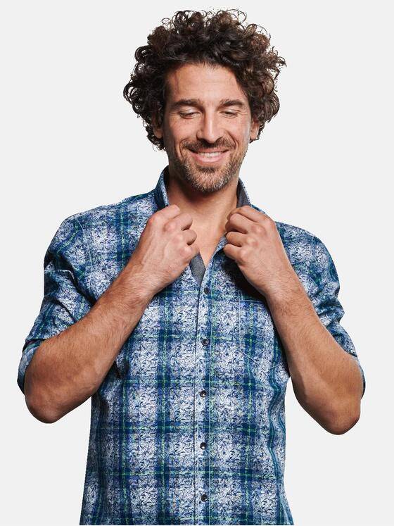 engbers Herren Langarm Hemd gemustert Saphirblau 32553