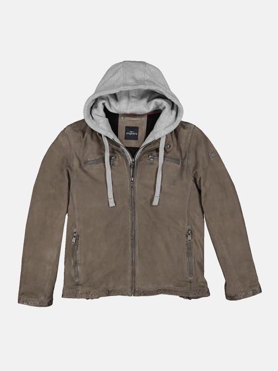 engbers Herren Lederjacke mit abnehmbarer Kapuze Beige 34212