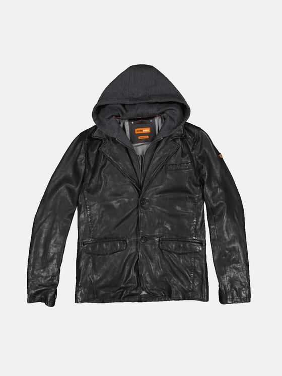 emilio adani Herren Lederjacke mit Sweat-Inlet Schwarz 33529