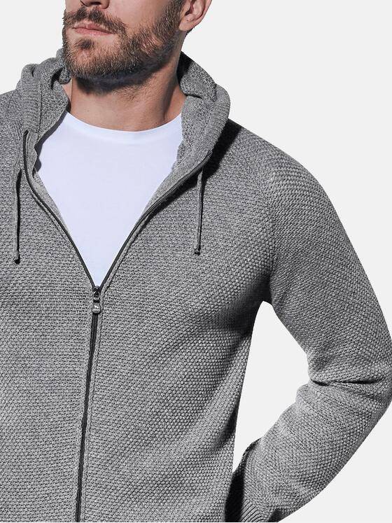 emilio adani Herren Weiche Strickjacke mit Kapuze Grau 31153