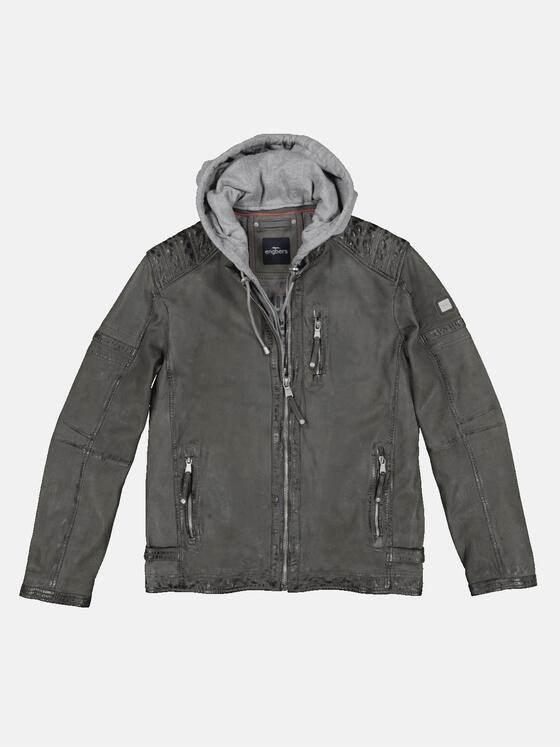 engbers Herren Lederjacke mit abnehmbarer Kapuze Dunkelgrau 33309