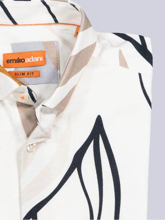 emilio adani Herren Kurzarm-Hemd slim fit Beige 36550