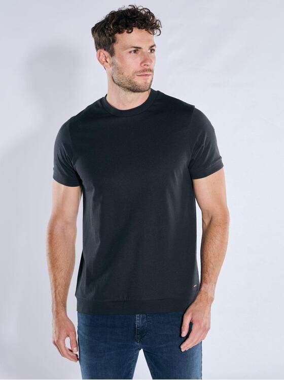 emilio adani Herren T-Shirt aus hochwertigem Garn Schwarz 39312