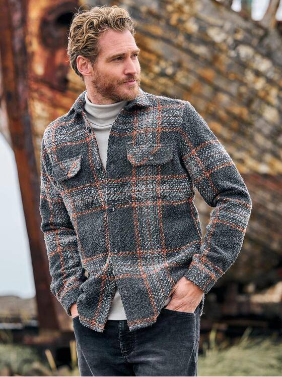 engbers Herren Overshirt in Teddy-Qualität Rostorange 39469