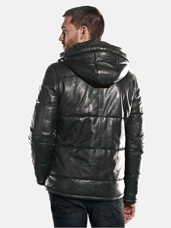 emilio adani Herren Lederjacke in Steppoptik Schwarz 31875