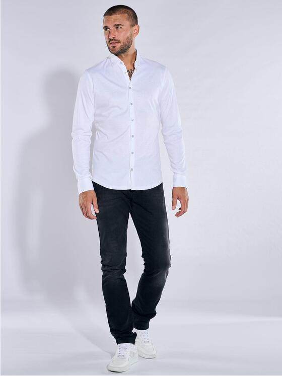 emilio adani Herren Jersey-Hemd Langarm Weiß 38256