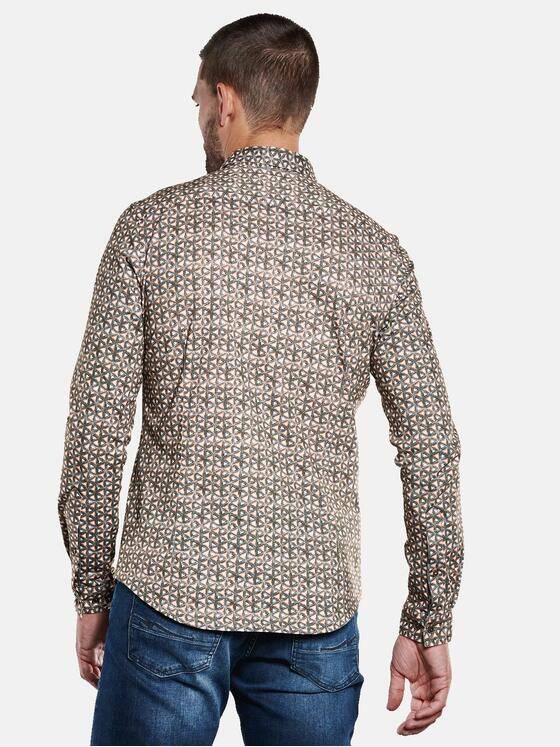 emilio adani Herren Langarm-Hemd gemustert Orange 33669
