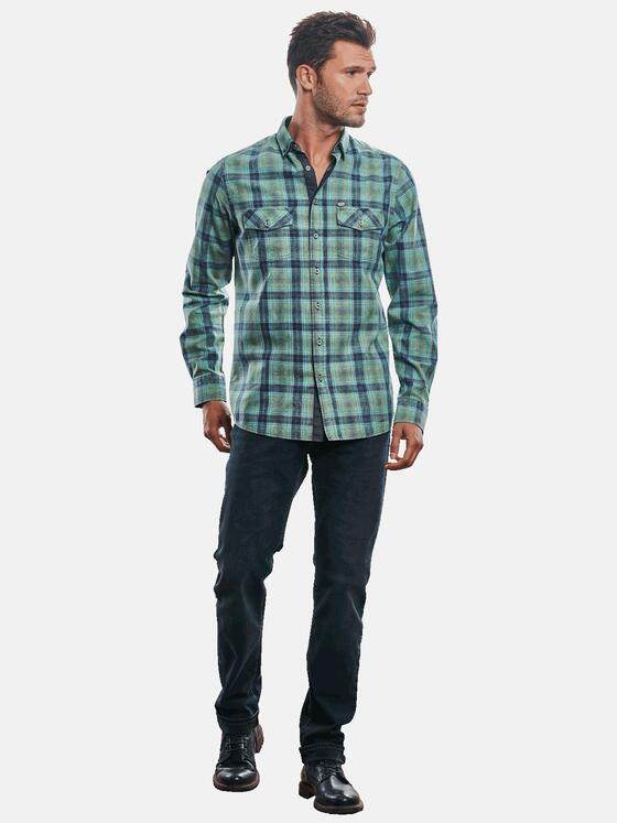engbers Herren Speziell gewaschenes Karohemd Gruen 31271