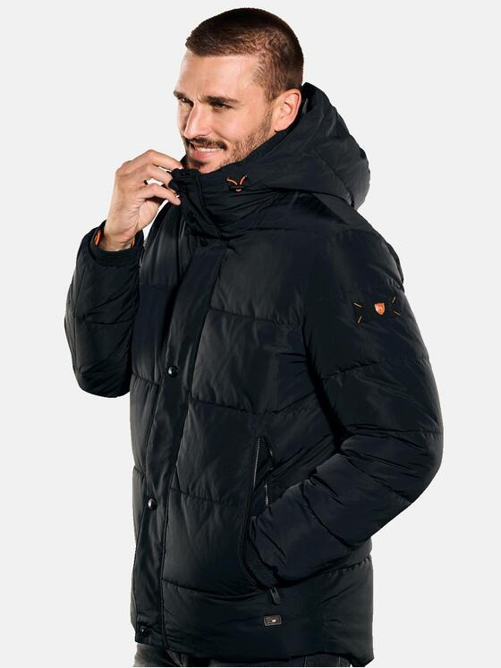 emilio adani Herren Steppjacke mit Kapuze Schwarz 35509