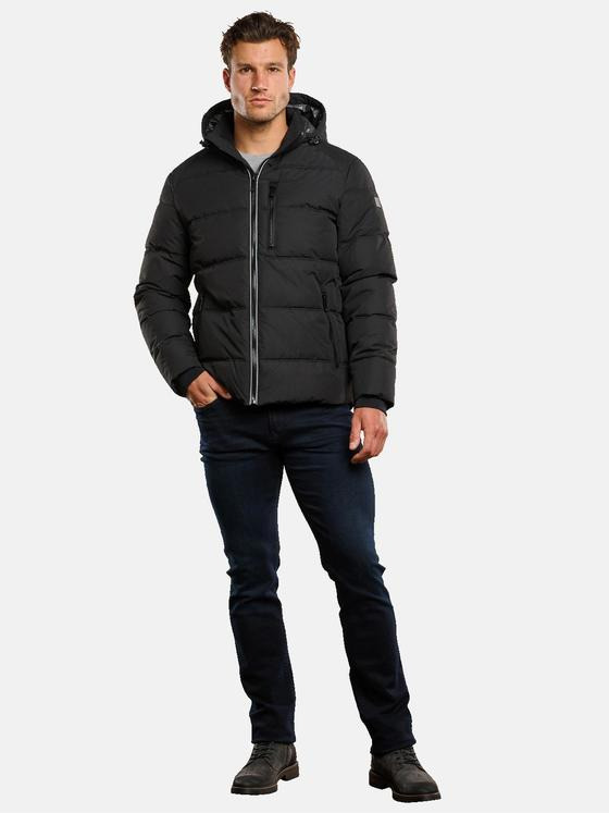 ENGBERS GERMANY Herren Steppjacke mit abnehmbarer Kapuze Schwarz 33555