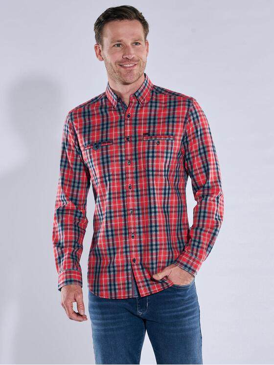 engbers Herren Langarm-Hemd kariert Feuerrot 39320