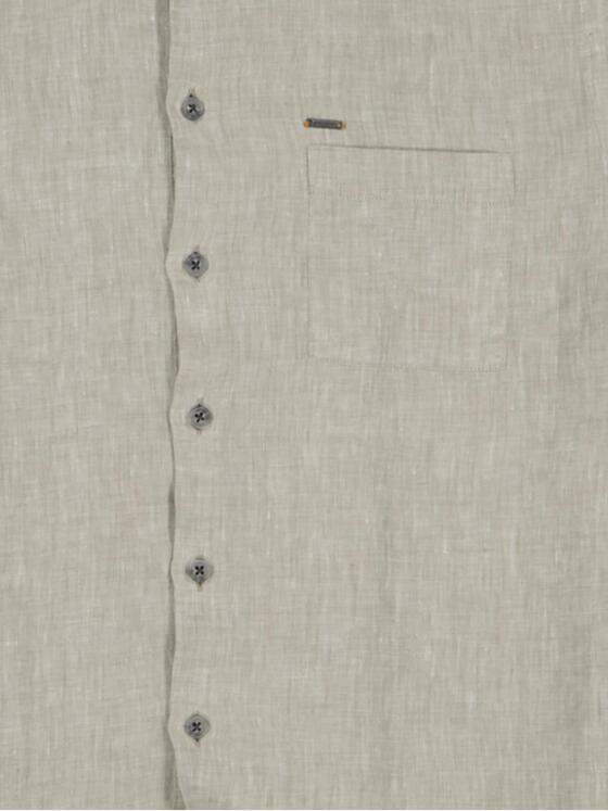 emilio adani Herren Kurzarm-Hemd aus Leinen Khaki 33228