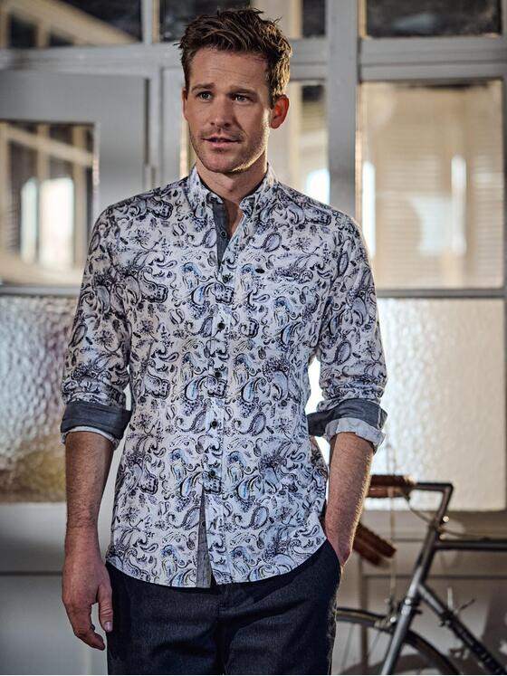 engbers Herren Langarm-Hemd gemustert Brilliantblau 38109