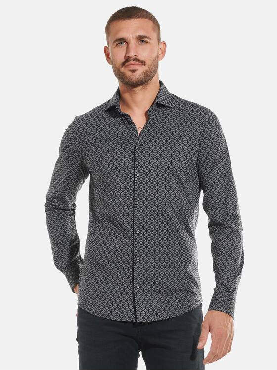 emilio adani Herren Langarm-Hemd aus Jersey Blau 32290