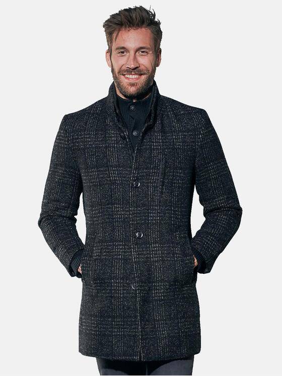 emilio adani Herren Karierter Mantel Grau 30782