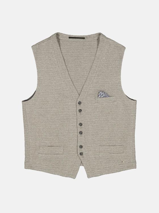 emilio adani Herren Sakko-Weste strukturiert Beige 34322