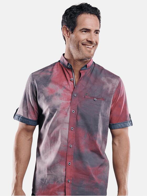 engbers Herren Hemd in moderner Batikoptik Karminrot 29447