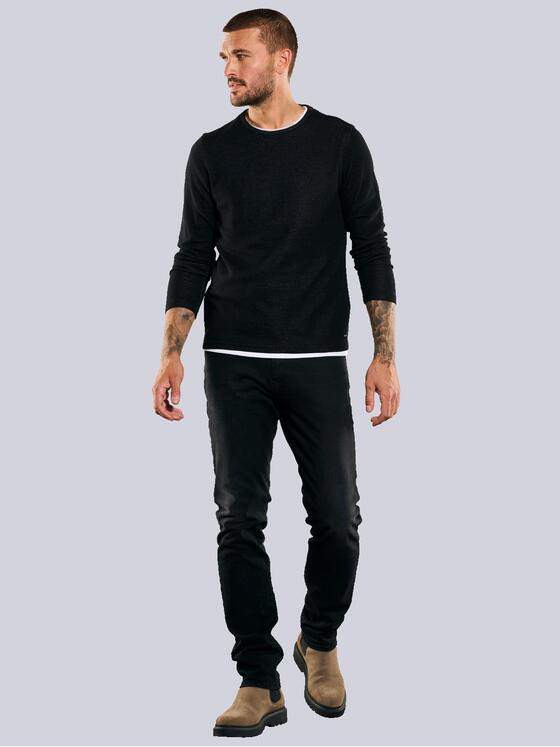 emilio adani Herren Pullover uni Schwarz 35621