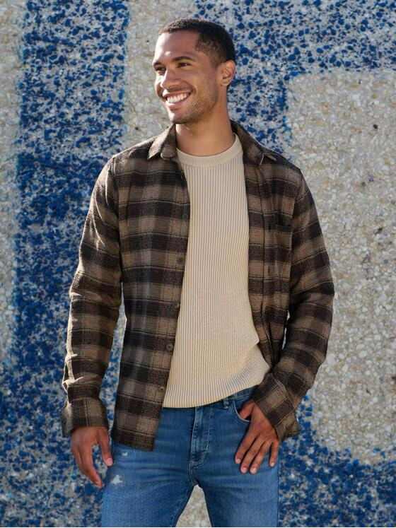emilio adani Herren Overshirt mit Zipper Braun 39158