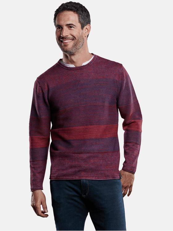 engbers Herren Pullover mit Ringelmusterung Magenta 28919