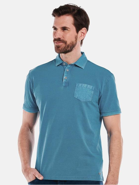 engbers Herren Polo-Shirt gestreift Türkis 35059