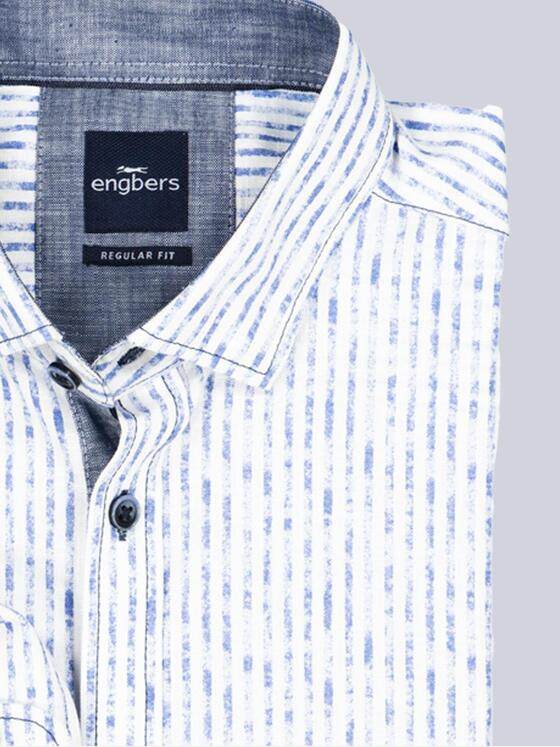 engbers Herren Langarm-Hemd gemustert Mittelblau 38773