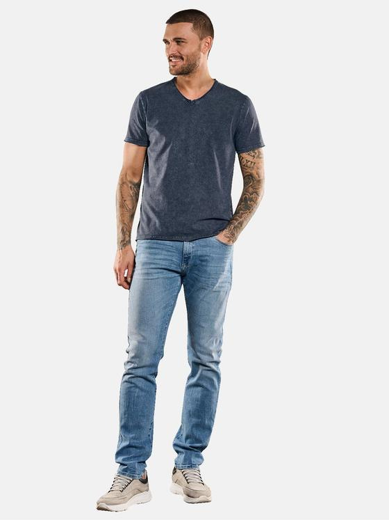 emilio adani Herren T-Shirt V-Neck Blau 33029