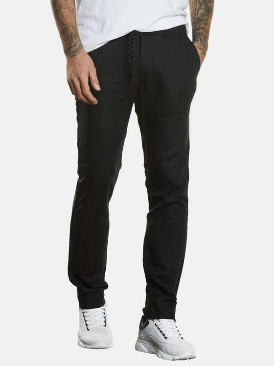 emilio adani Herren Chino mit Leinenanteil Schwarz 34682