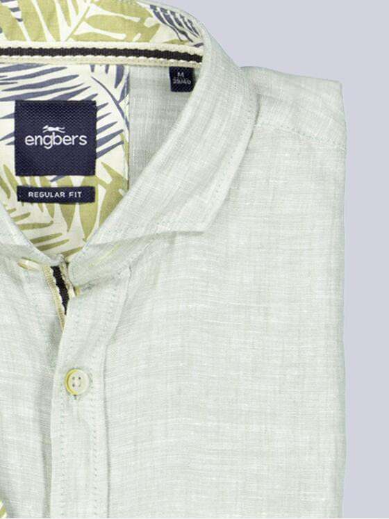engbers Herren Langarm-Hemd aus Leinen Hellgruen 38364