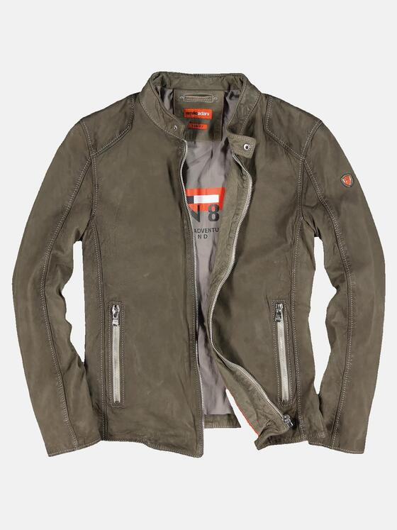 emilio adani Herren Softe Lederjacke mit körperbetonter Passform Grün 31064