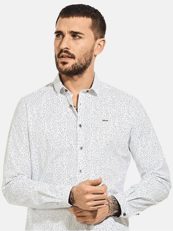 emilio adani Herren Langarmhemd mit Comfort-Stretch Weiß 30317