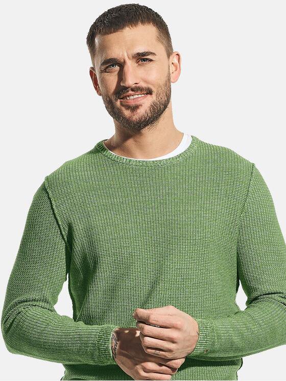 emilio adani Herren Modischer Rundhalspullover mit frischem Farbmix Grün 31231