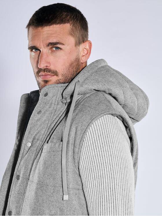 emilio adani Herren Weste mit abnehmbarer Kapuze Silbergrau 39478