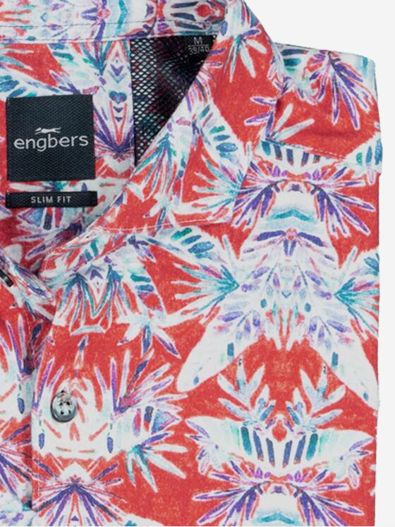 engbers Herren Kurzarm-Hemd slim fit Dunkelorange 37095