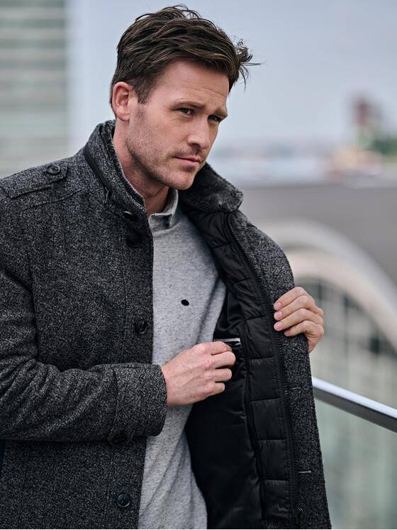 engbers Herren Mantel mit Inlet Anthrazit 37542