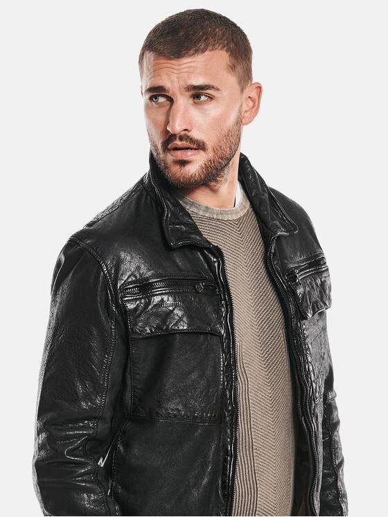 emilio adani Herren Lederjacke Schwarz 32414