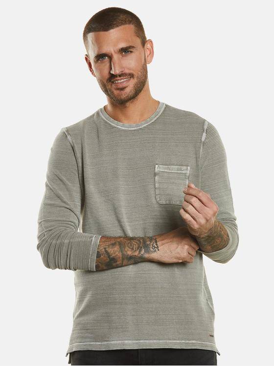emilio adani Herren Langarm-Shirt strukturiert Beige 34314