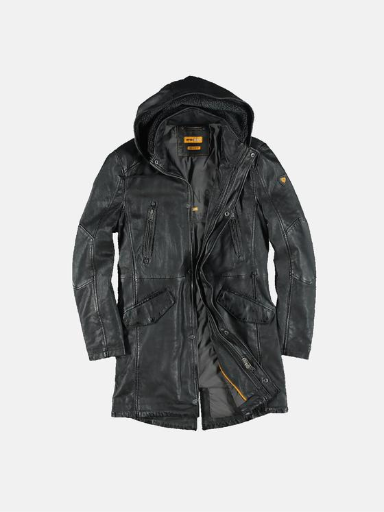 emilio adani Herren Lederjacke Schwarz 31874